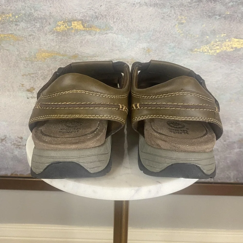 Earth Spirit Gelron Sandals Mens Size 11 Brown Fisherman Slip On Hook & Loop